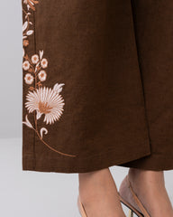 Embroidered Wide-Leg Twill Bottom