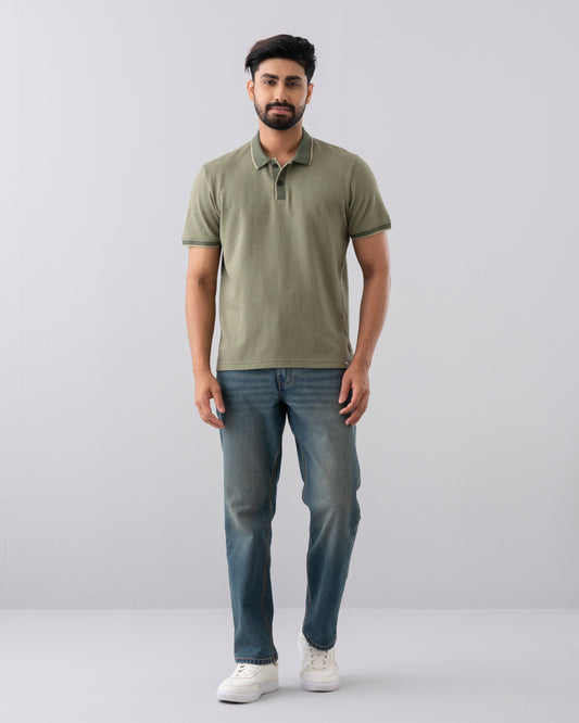 Relaxed Fit Yarn-Dyed Polo Shirt