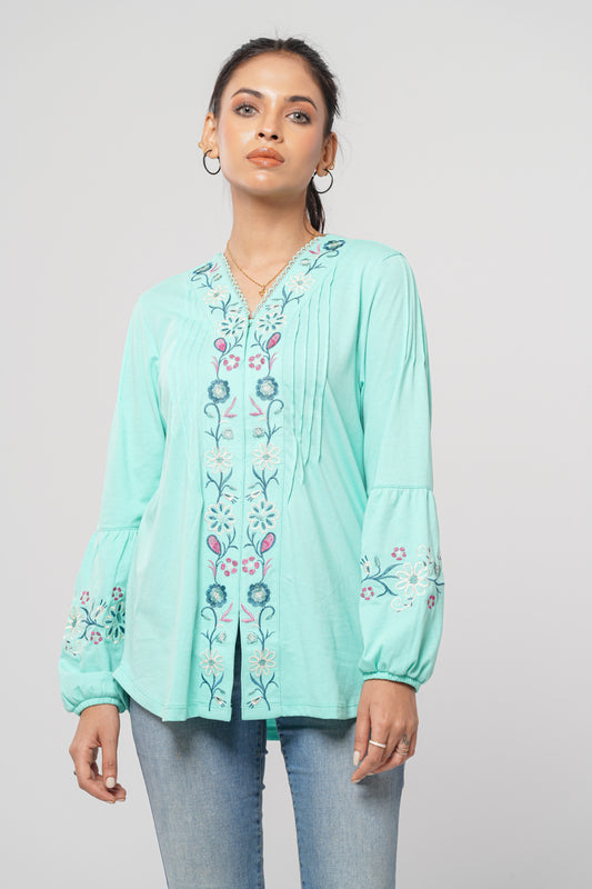Relaxed Fit Embroidered Top