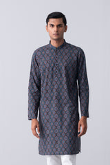 Regular Fit Ajrakh-Printed Cotton Panjabi