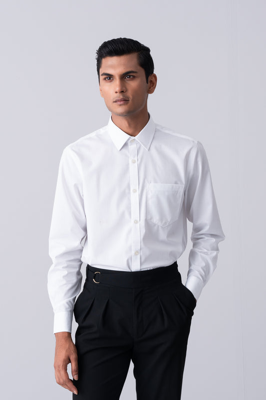 Regular Fit Solid Poplin Formal Shirt