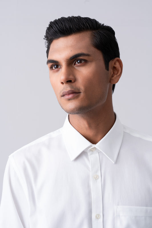 Regular Fit Solid Twill Formal Shirt