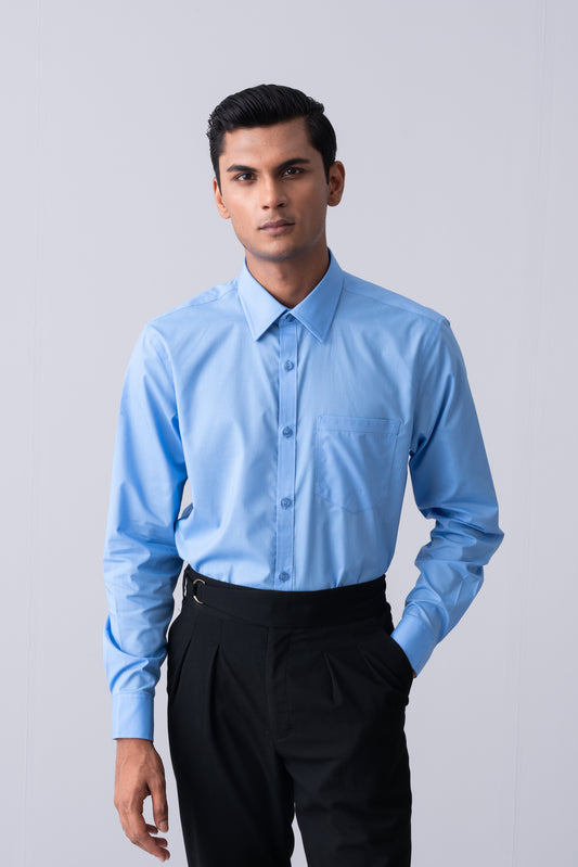 Regular Fit Solid Poplin Formal Shirt