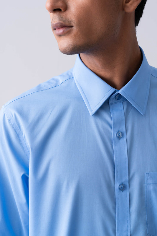 Regular Fit Solid Poplin Formal Shirt