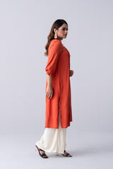 Long-Length Embroidered Relaxed Fit Ethnic Kurta - One Piece