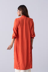 Long-Length Embroidered Relaxed Fit Ethnic Kurta - One Piece