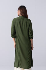 Long-Length Embroidered Relaxed Fit Ethnic Kurta - One Piece