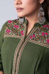 Long-Length Embroidered Relaxed Fit Ethnic Kurta - One Piece