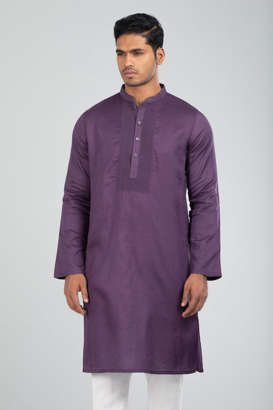Semi-Formal Embroidered Cotton Panjabi