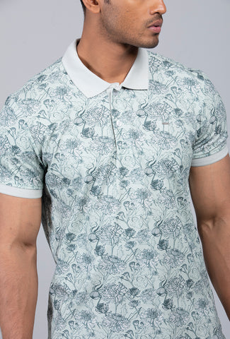 Floral Printed Polo Shirt