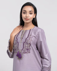 Smart Fit Embellished Two-Piece Formal Ethnic Set with Organza Dupatta