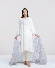 Smart Fit Embellished Two-Piece Formal Ethnic Set with Organza Dupatta