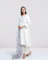 Smart Fit Embellished Two-Piece Formal Ethnic Set with Organza Dupatta