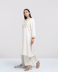 Smart Fit Embellished Two-Piece Formal Ethnic Set with Organza Dupatta