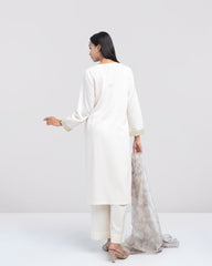Smart Fit Embellished Two-Piece Formal Ethnic Set with Organza Dupatta