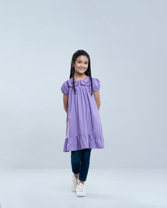 Girls' Cotton Yoke Embroidered Dress (6-8 Years)