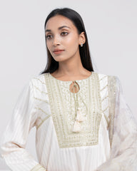 Smart Fit Embellished Two-Piece Formal Ethnic Set with Organza Dupatta