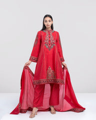 Smart Fit Embroidered Three-Piece Semi-Formal Ethnic Set