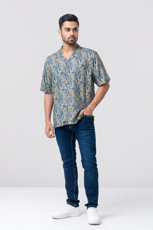 Relaxed Fit Printed Viscose Casual Shirt