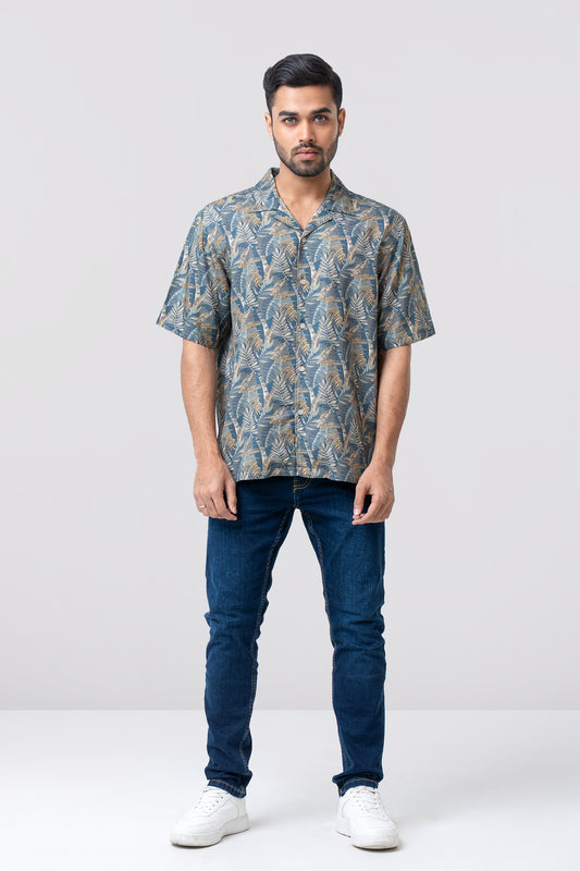 Relaxed Fit Printed Viscose Casual Shirt