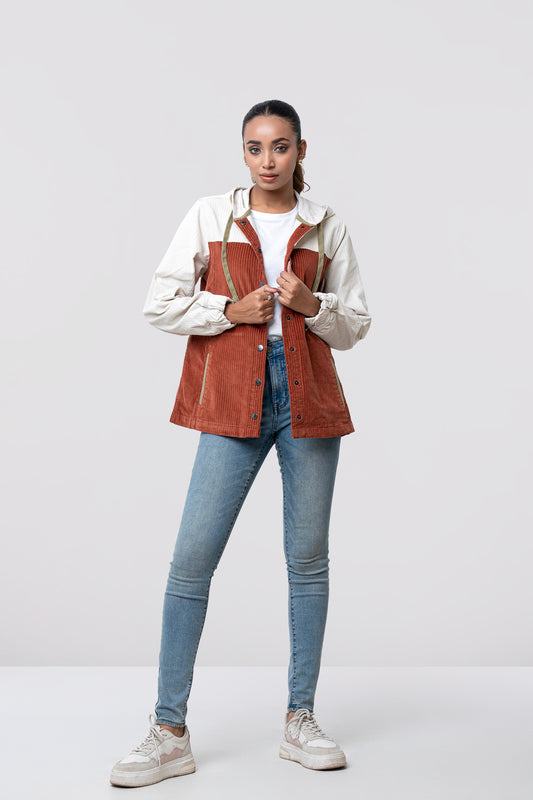 Regular Fit Corduroy Woven Hoodie