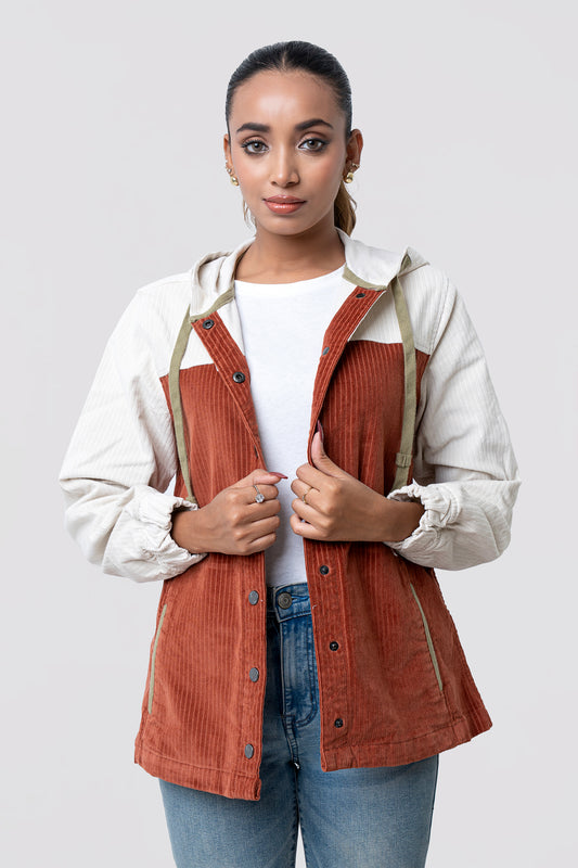 Regular Fit Corduroy Woven Hoodie