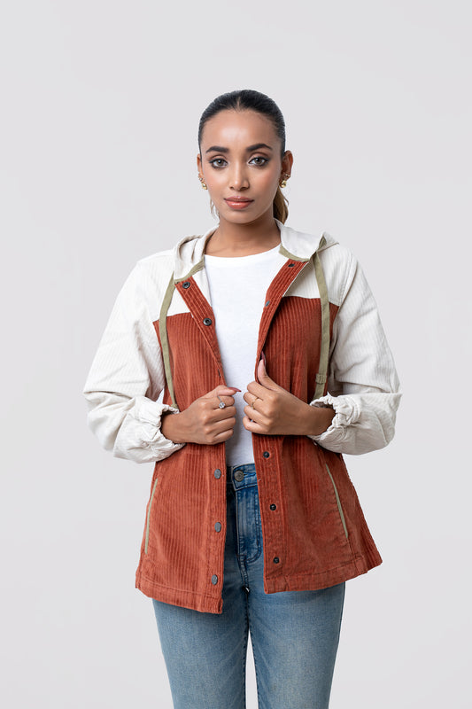 Regular Fit Corduroy Woven Hoodie