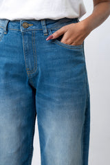 Wide Leg Mid-Washed Jeans