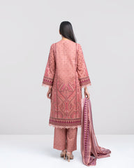 Smart Fit Digital Printed Three-Piece Lawn with Silk Dupatta
