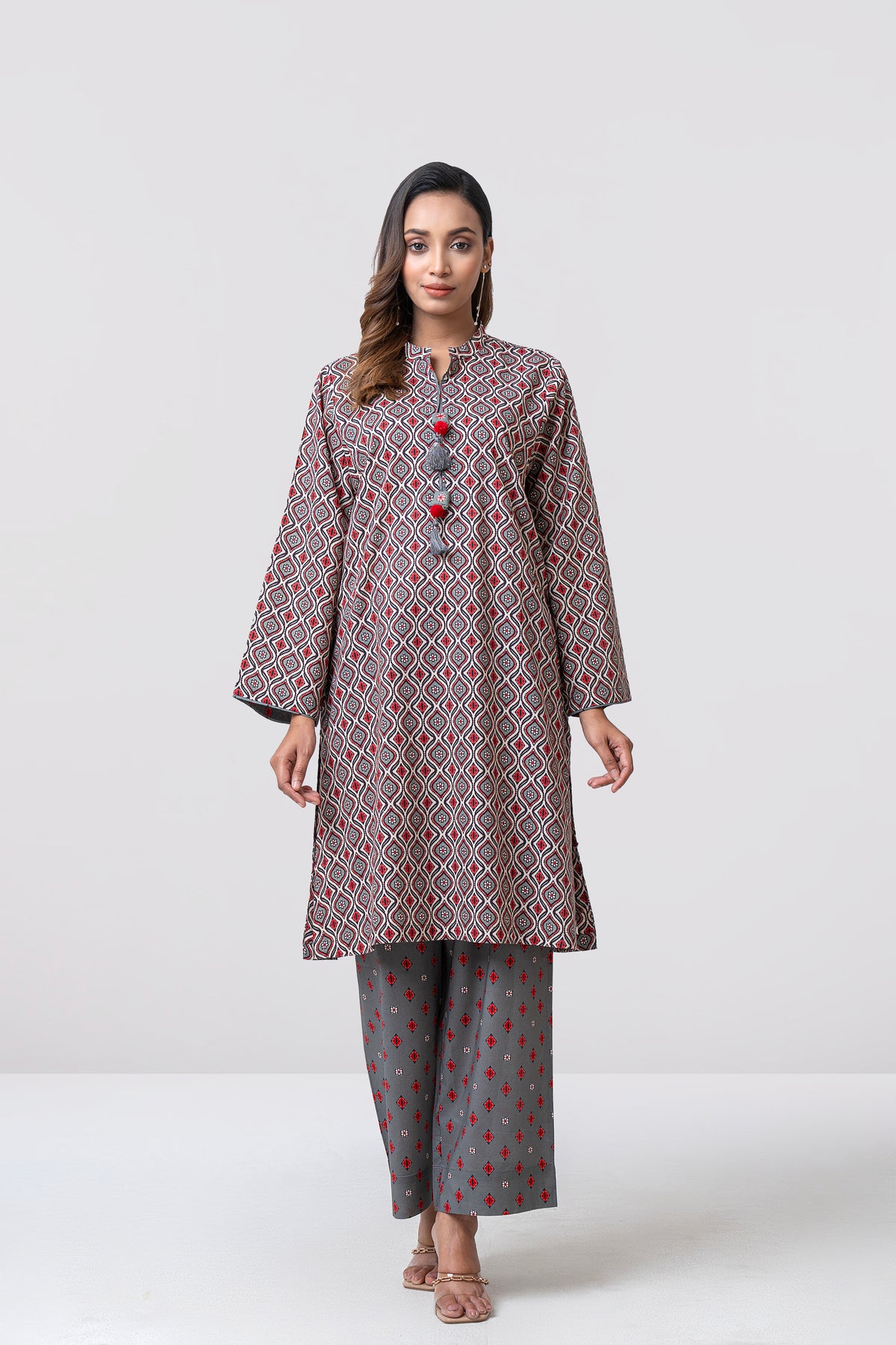 Relaxed Fit Printed Two-Piece Ethnic Set