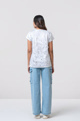 Relaxed Fit Silver Marble Shimmer T-Shirt - Bling