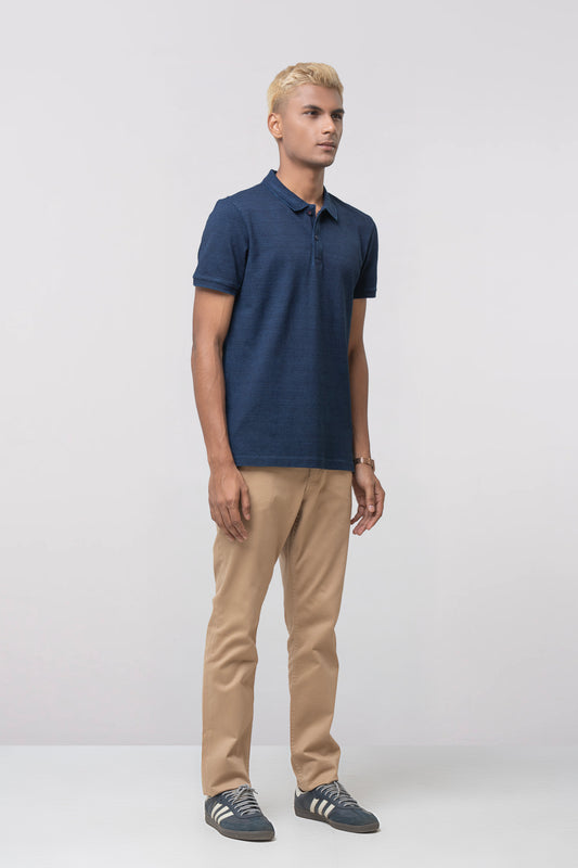 Regular Fit Indigo Tie-Dye Polo