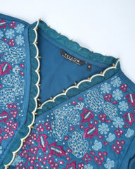 Smart Fit Scallop-Embroidered Satin Ethnic Kurta