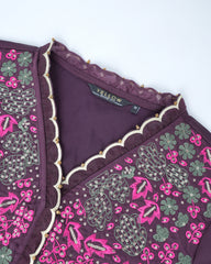 Smart Fit Scallop-Embroidered Satin Ethnic Kurta