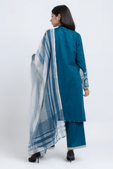 Relaxed Fit Embroidered Three-Piece Lawn