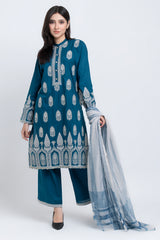 Relaxed Fit Embroidered Three-Piece Lawn