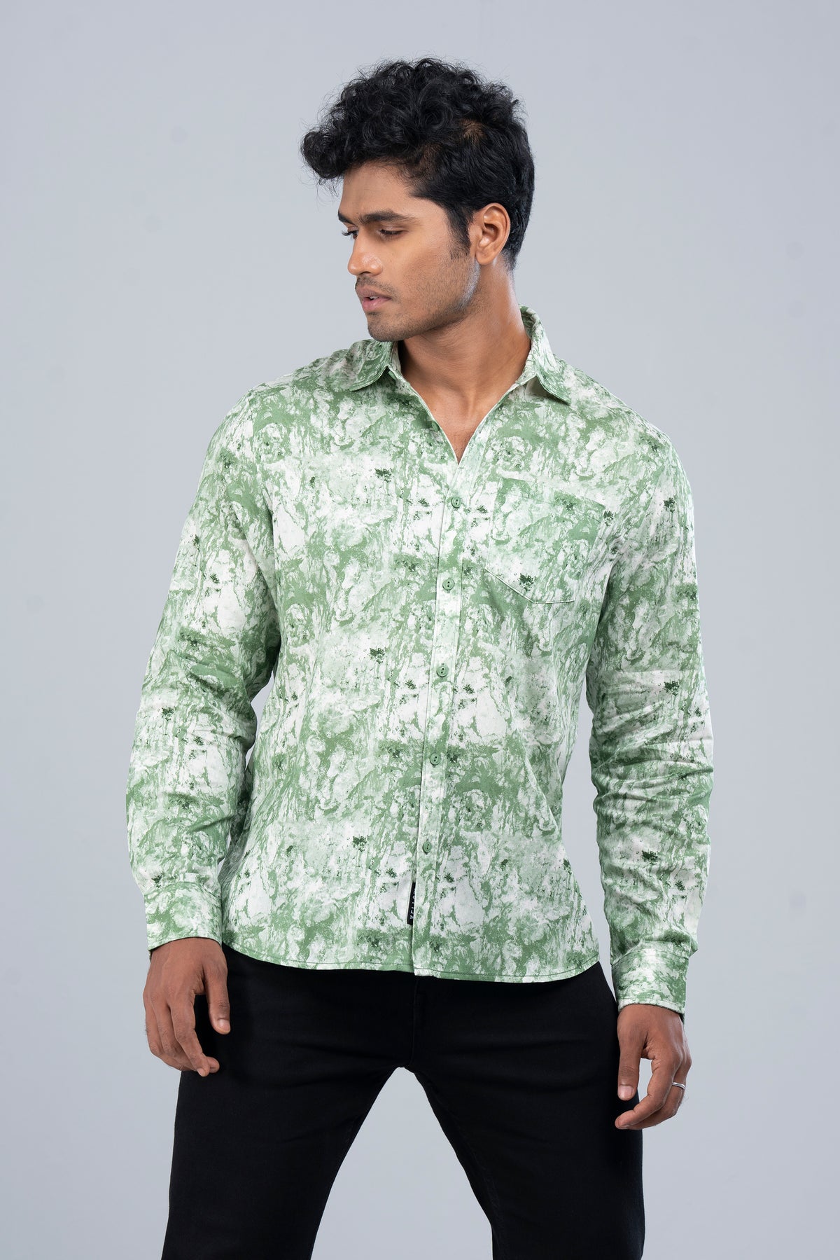 Regular Fit Abstract Texture Printed Casual Shirt