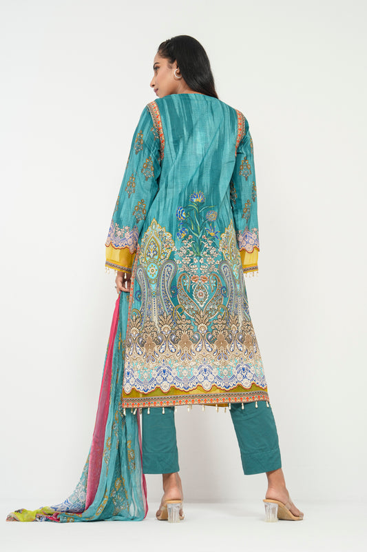 Semi-Formal Jamawar Printed Lawn - Three Piece