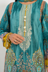 Semi-Formal Jamawar Printed Lawn - Three Piece