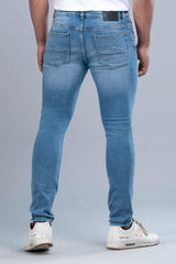 Skinny Fit Distressed Mid Blue Jeans