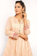 Ready-to-wear Printed Lawn Kurta with Tassels