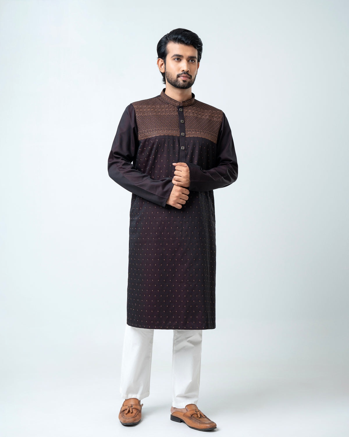 Regular Fit Embroidered Semi-Formal Panjabi