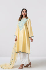 Smart Fit Embellished Two-Piece Formal Ethnic Set with Organza Dupatta