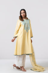 Smart Fit Embellished Two-Piece Formal Ethnic Set with Organza Dupatta