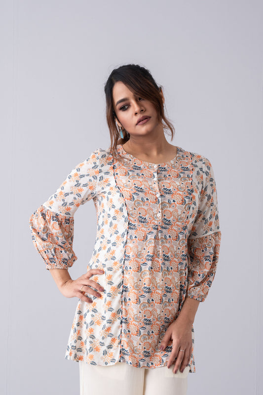 AOP Digital Floral Printed Fashion Top - Mystika