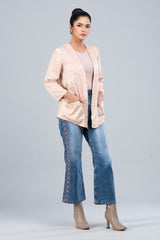 Satin Bolero Top with Three-Quarter Sleeves