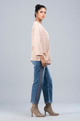 Satin Bolero Top with Three-Quarter Sleeves