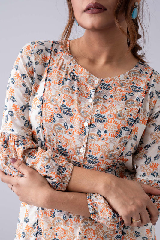 AOP Digital Floral Printed Fashion Top - Mystika