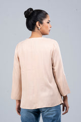 Satin Bolero Top with Three-Quarter Sleeves