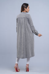 Long-Length Denim Fabric Ethnic Kurta - One Piece